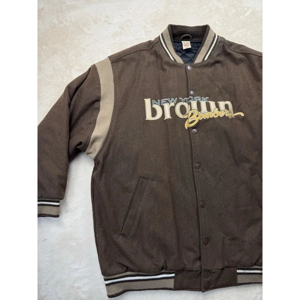 Negro Leagues Baseball Varsity Jacket Mens 3XL Brown New York Brown Bombers Wool